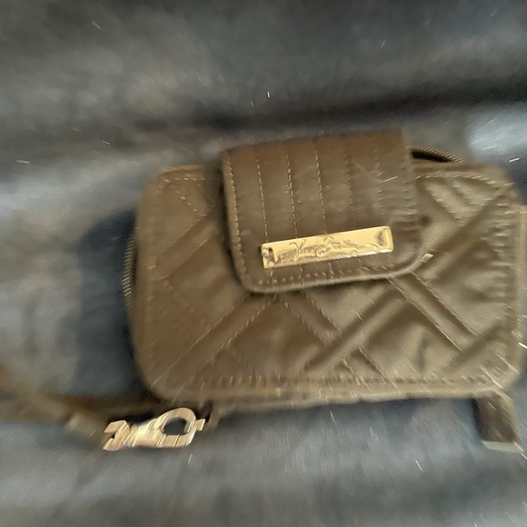 Vera Bradley Wallet On The Square Black Microfiber Quilted - Picture 1 of 5